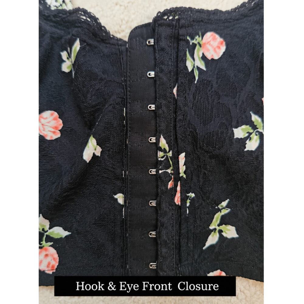 Kimchi Blue Black Floral Bustier Crop Top M - Picture 4 of 7